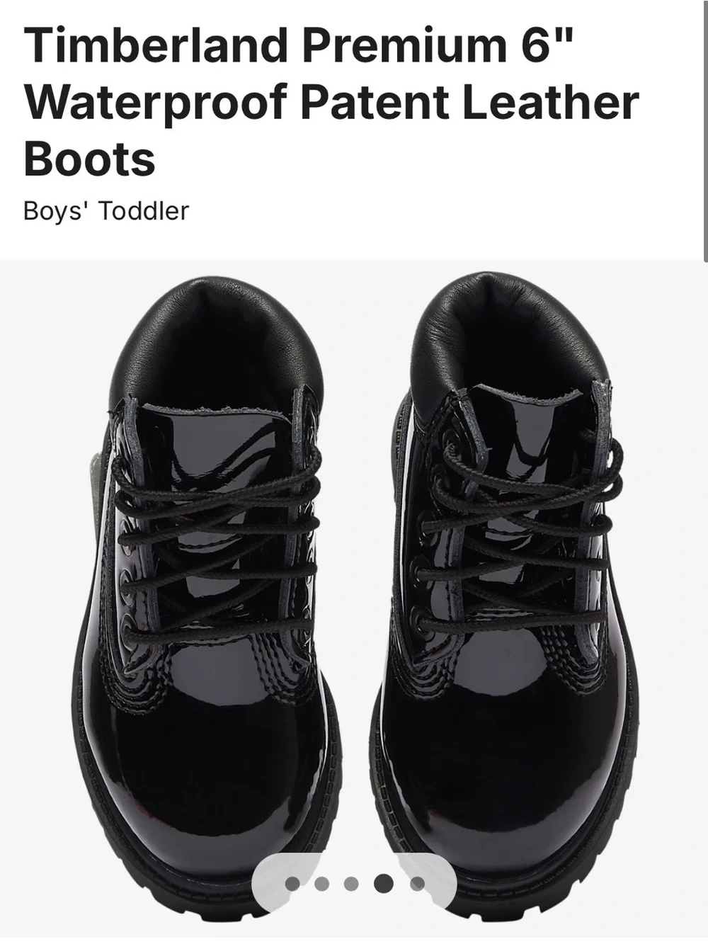 Timberland Kids Black Patent Leather Lace-Up Boots